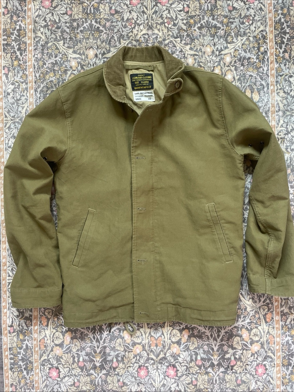 Military-Style Olive Field Deck Jacket